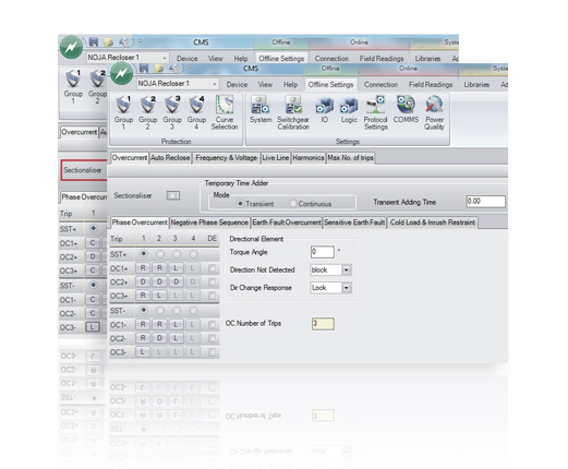 Controle da NOJA Power e Software Management (CMS), incluindo nova funcionalidade seccionadora